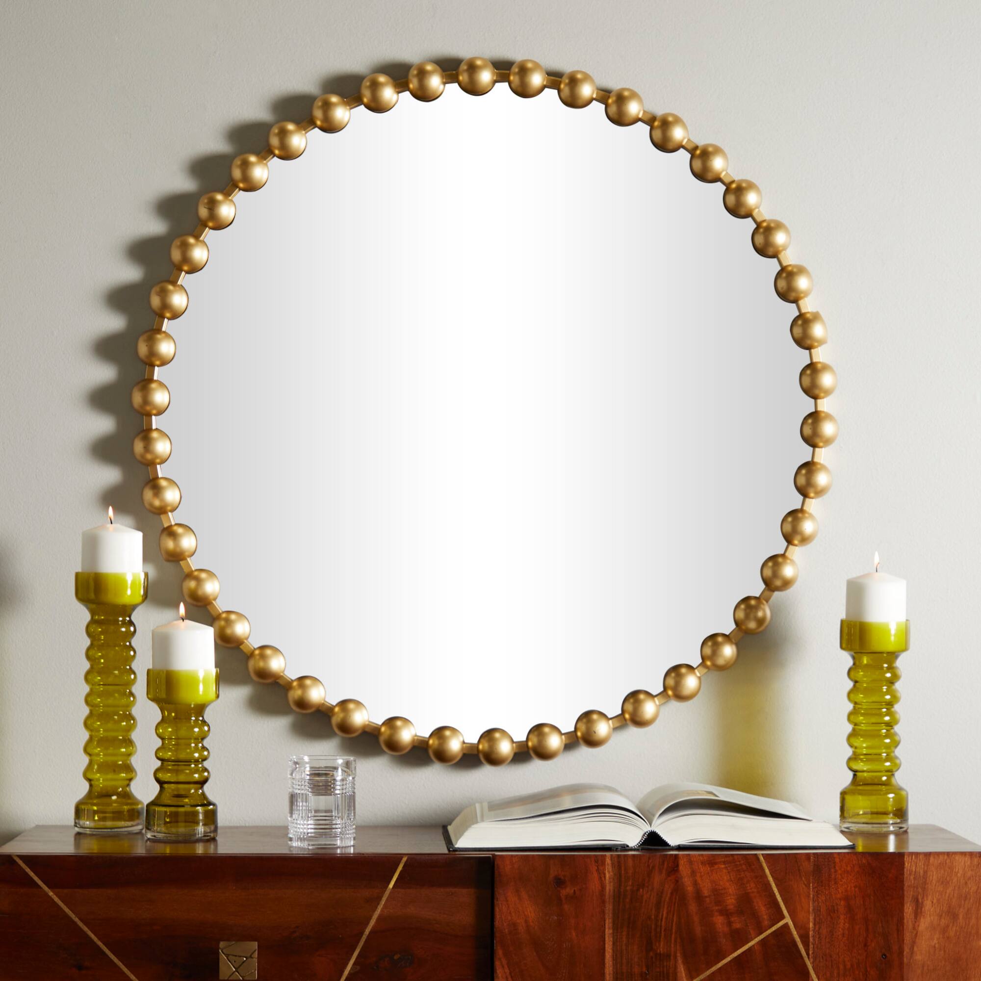 CosmoLiving by Cosmopolitan Gold Metal Orb Framed Wall Mirror 36" x 2" x 36"